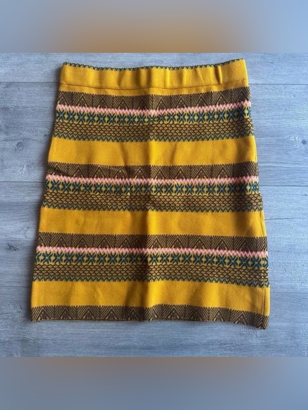 Free People Mustard Yellow Fair Isle Pencil Skirt